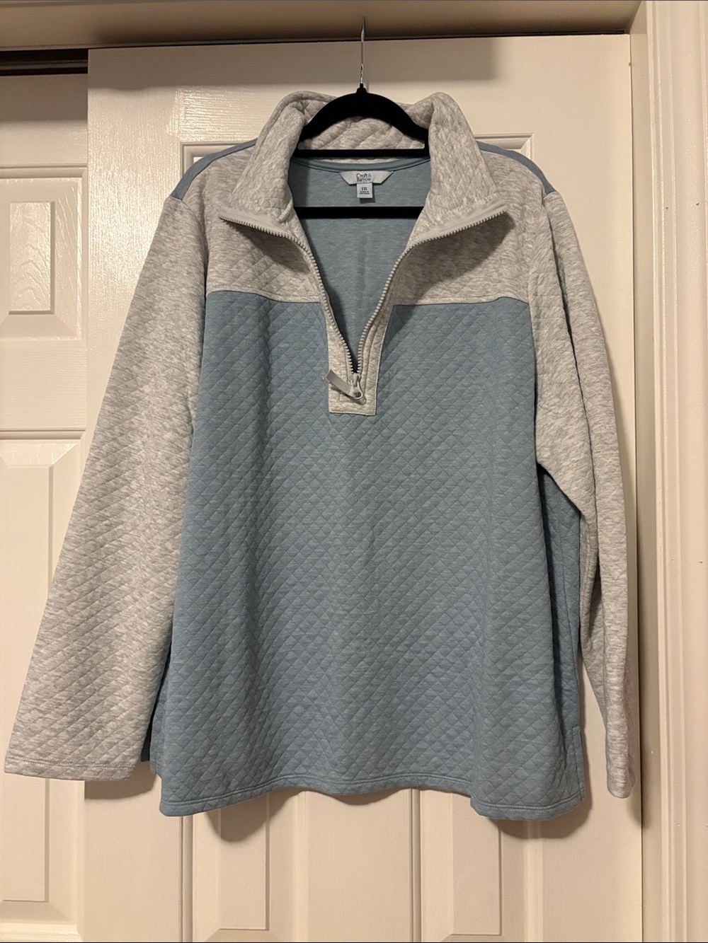 croft & barrow Quilted Half-Zip Pullover - Blue & Light Gray